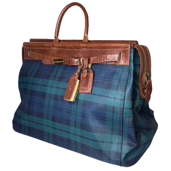 RALPH LAUREN Blackwatch Plaid Overnight Boston Weekend Doctors CarryOn Suitcase - Picture 3 of 17